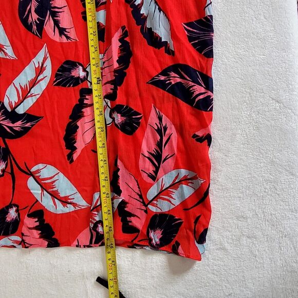 Express Red Hawaiian Flower Floral Maxi Kimono Duster Topper One Size NWT - Picture 8 of 8